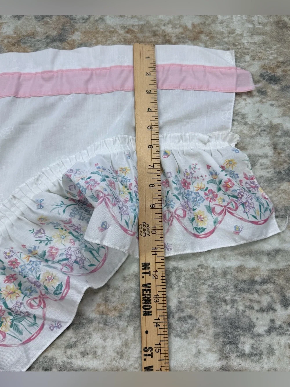 VTG Window Cafe Valance Shabby Chic Cottagecore Butterflies bows flowers